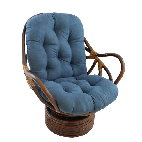 Rattan Swivel Rocker With Micro Suede Cushion Indigo