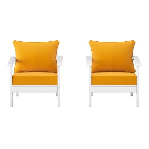 WestinTrends Avalon Outdoor Modern HDPE Patio Club Chairs with Deep Seat Cushions (Set of 2) - 1 of 4