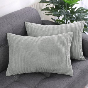 PiccoCasa Soft Corduroy Striped Throw Pillow Case with Zipper 2 Pcs - 1 of 4