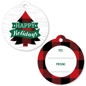 Big Dot of Happiness Holiday Plaid Trees - Buffalo Plaid Christmas Party To and From Favor Gift Tags (Set of 20) - 1 of 4