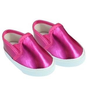 Sophia’s Metallic Slip-On Sneakers for 18” Dolls, Hot Pink - 1 of 3
