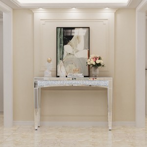 Artloge 47.2In Long Mirrored Entryway Table with Crushed Diamond Silver Vanity Table - 1 of 4