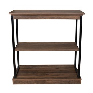 Danya B. 32" Oslo 3 Shelf Contemporary wood and metal Etagere Bookcase Brown/Black: MDF Iron Frame, Fixed Shelves - 1 of 4