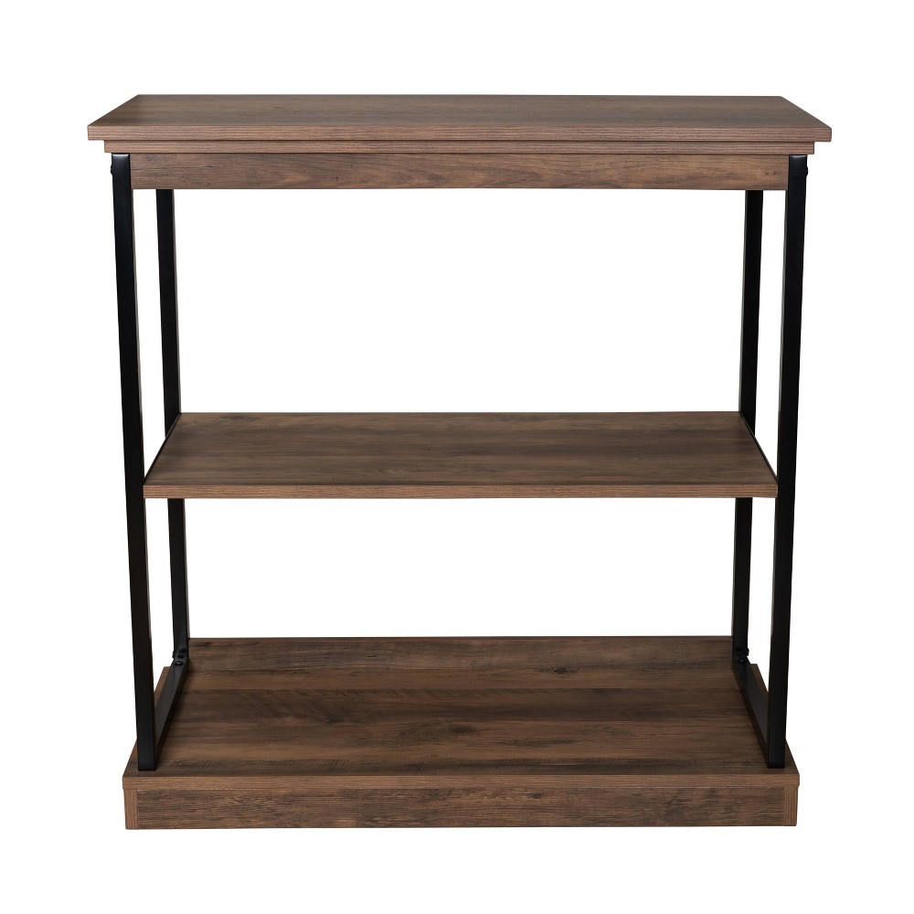 Photos - Wall Shelf 32" Oslo 3 Shelf Contemporary wood and metal Etagere Bookcase Brown/Black