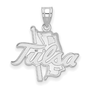 Black Bow Jewelry 10k White Gold Tulsa Golden Hurricanes NCAA Large Pendant - 1 of 4