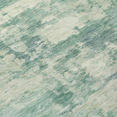 HomeRoots 9' X 12' Teal Blue Linen And Pale Aqua Abstract Washable Indoor Outdoor Area Rug