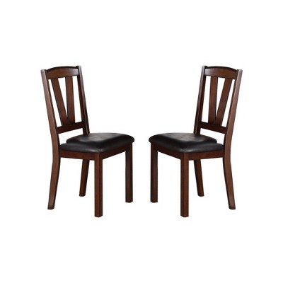 Simple Relax Set of 2 PU Upholstered Counter Height Dining Chairs in Dark Walnut and Black