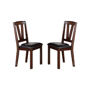 Simple Relax Set of 2 PU Upholstered Counter Height Dining Chairs in Dark Walnut and Black - 1 of 4