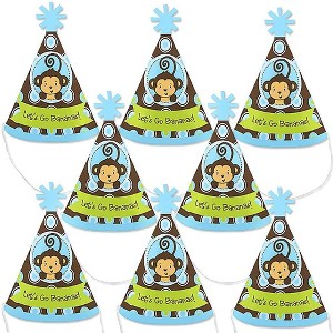 Big Dot of Happiness Blue Monkey Boy - Mini Cone Baby Shower or Birthday Party Hats - Small Little Party Hats - Set of 8 - 1 of 4
