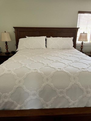 3pc Full/queen Leena Cotton Geometric Duvet Cover Set White : Target