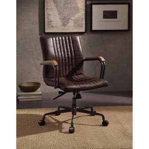 TiramisuBest Genuine Leather Chocolate Swivel Office Chair: High Back, 360¡ã Swivel, Padded & 5 - Star Base - 1 of 4