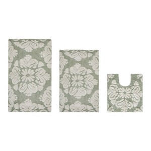 Medallion Collection 3 Piece 100% Cotton Tufted Bathroom Rug Set  with Non-Slip Backing, Machine Washable, Tumble Dry Bath Mat - 1 of 4