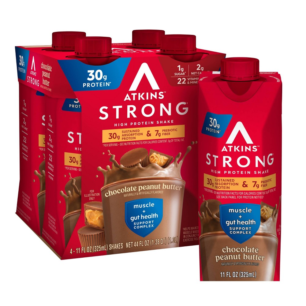 Atkins Strong 30g High Protein Shake - Chocolate Peanut Butter - 44 fl oz/4pk