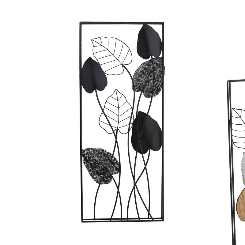Set of 2 Metal Leaf Wall Decors with Black Frame Black - Olivia &#38; May, 4 of 7