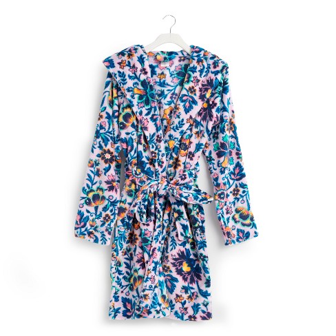 Vera Bradley Women's Fleece Plush Fleece Robe Cloud Vine Multi : Target