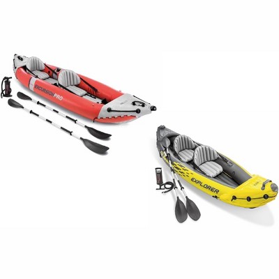 Intex 2 Person Vinyl Kayak w/ Oars & Pump & 2-Person K2 Kayak w/ Oars Air Pump