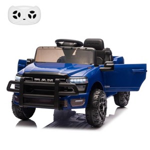 Jojoka 12V Licensed RAM Pickup Ride-On Truck, Remote Control, 3 Speeds, LED Lights, Music, All-Terrain - 1 of 4