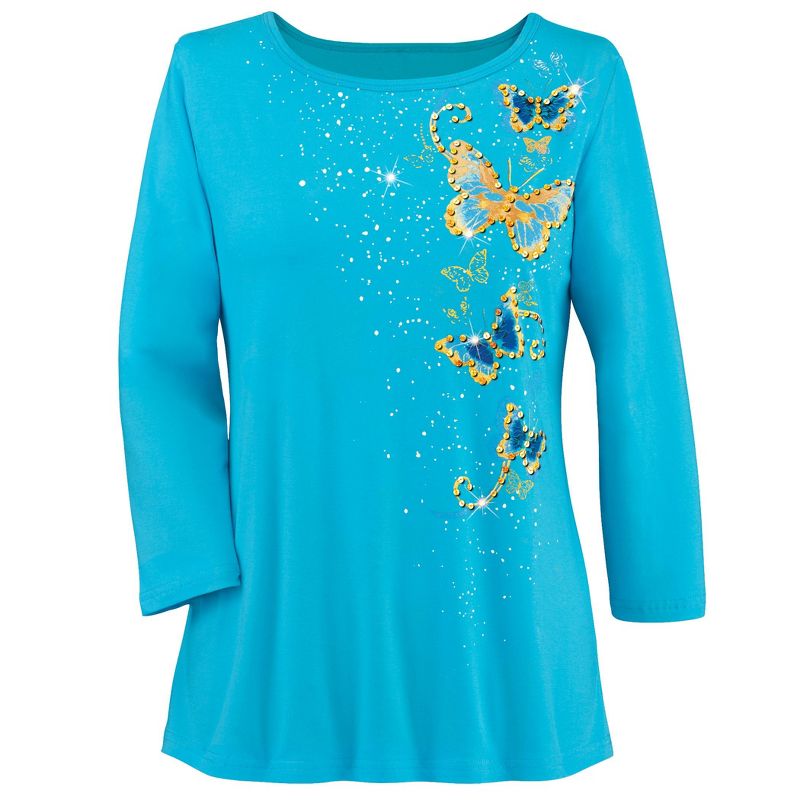Collections Etc Cascading Butterflies Top, 2 of 5