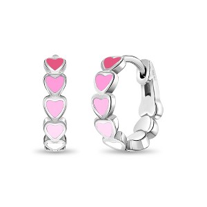 Girls' Heart Cascade Huggie Hoop Sterling Silver Earrings - In Season Jewelry - 1 of 4
