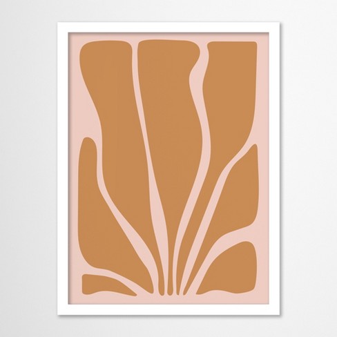 Americanflat Abstract 24x36 White Framed Print - Ochre Seaweed