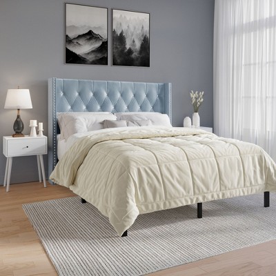 ChaletPosh Velvet Upholstered Bed with 2 Nightstands