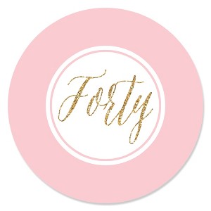 Big Dot of Happiness Chic 40th Birthday - Pink and Gold - Birthday Party Circle Sticker Labels - 24 Count - 1 of 4