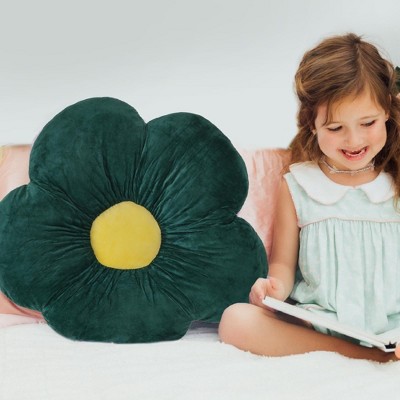Tadpoles Daisy Lounge Flower Pillow - Cozy & Stylish Floor Cushion, Plush Microfiber - Medium 20 Inches, Teal Green