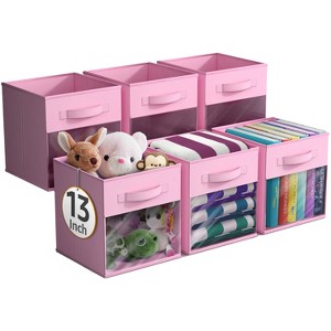 Sorbus 13 Inch 6 Pack Collapsible Fabric Storage Bins with Clear Window - for Organizing Clothes, Toys, Books, Shelves, Closets & more - 1 of 4