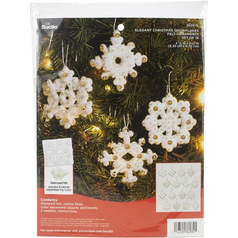 Bucilla Felt Ornaments Applique Kit Set Of 16-Elegant Christmas Snowflakes