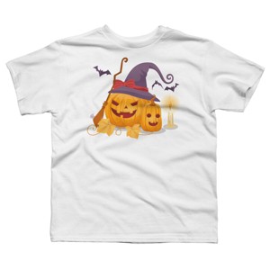 Boy's Design By Humans Halloween Witch Pumpkins With Bats Witch Pumpkins With Bats By VectorVillain T-Shirt - 1 of 3