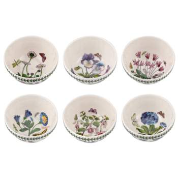 Portmeirion Botanic Garden Stacking Bowls, Set of 6, Made in England - Assorted Floral Motifs,5.5 Inch