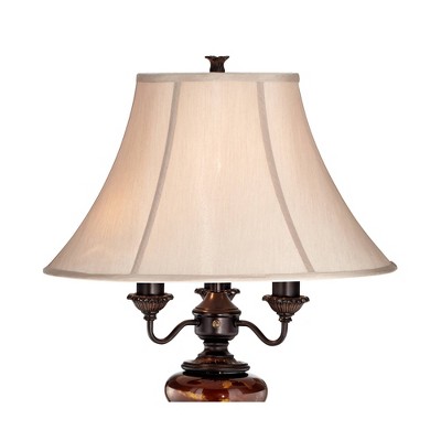 Lush Bronze Tortoise Glass 4-Light Floor Lamp with Bell Shade