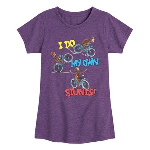 Girls' - Curious George - Classic Cartoons Fitted Short Sleeve Graphic T-Shirt - 1 of 4