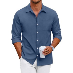 COOFANDY Men's Oxford Shirt Long Sleeve Casual Button Down Shirts - 1 of 4