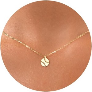 Gold Necklace: 14K Gold Plated Softball Volleyball Sun Sunflower Star Interlocking Bee Butterfly Hummingbird Dainty Necklace for Women 16.5”+2” Ext - 1 of 4