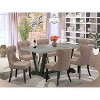 HomeStock 7-Piece Natural Oak Finish Solid Wood Top Dining Table with 6-Chairs - 2 of 4