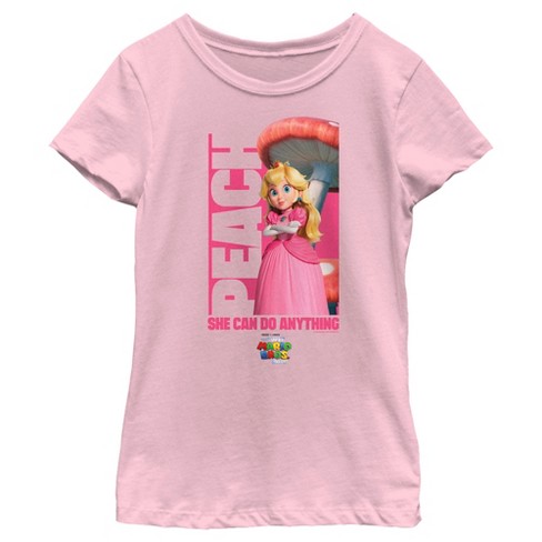 Girl's Super Mario Bros. Movie Peach She Can Do Anything T-shirt : Target
