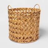 Woven Natural Decorative Cane Pattern Floor Basket - Threshold™