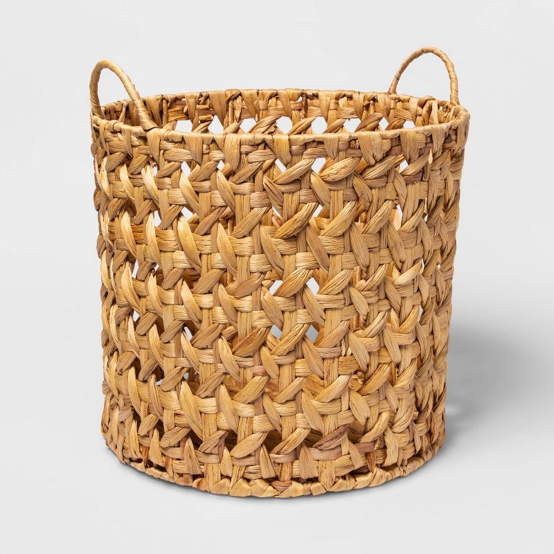 Woven Natural Decorative Cane Pattern Floor Basket - Threshold&#8482;, 1 of 9