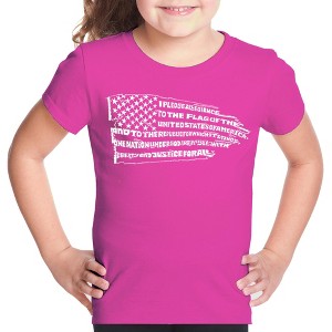LA Pop Art Girl's Word Art T-shirt - Pledge of Allegiance Flag - 1 of 4