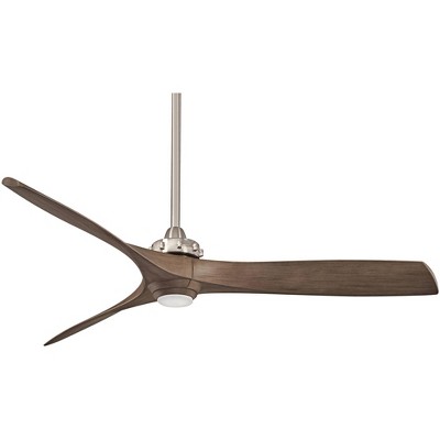 60" Minka Aire Modern Indoor Ceiling Fan with LED Light Remote Control Brushed Nickel Ash Maple for Living Room Kitchen Bedroom
