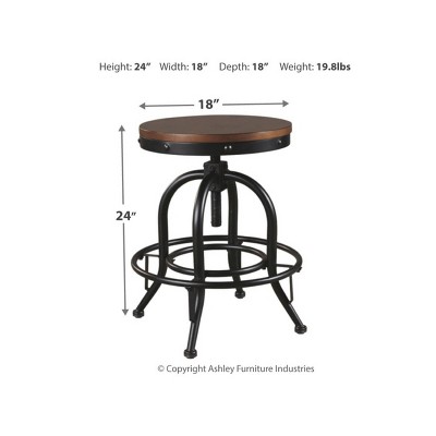 Industrial Brown Wood and Metal Swivel Barstool Set