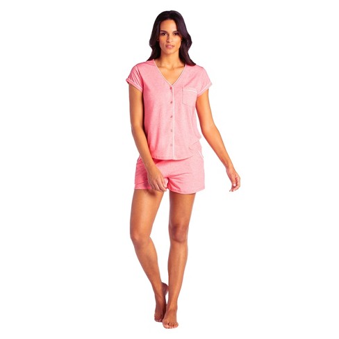 Softies Women’s Cap Sleeve PJ Shorts Set with Contrast Piping - image 1 of 4