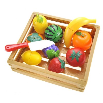 Insten 11 Piece Play Food Fruit Basket Crate, Toy Kitchen Accessories