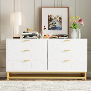 Narrow Dresser for Small Spaces - Modern Wood Chest w/Metal Legs, Versatile TV Stand & Organizer - 1 of 4