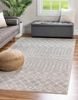 Eco-Friendly Gray Trellis Rectangular Indoor Rug