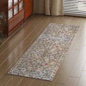 Maxax Non-Slip Machine Washable Green Yellow Cream Farmhouse Area Rug For Living Room, Hallway Runner, Entryway Rug - 1 of 4