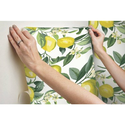 Lemon Zest Yellow and White Vinyl Peel and Stick Wallpaper