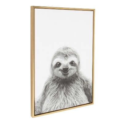 Gold Framed Sloth Canvas Wall Art, 23x33