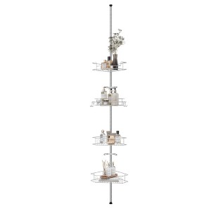 APRILSOUL Tension Pole Corner Shower Caddy with 4 Adjustable Baskets - 1 of 4